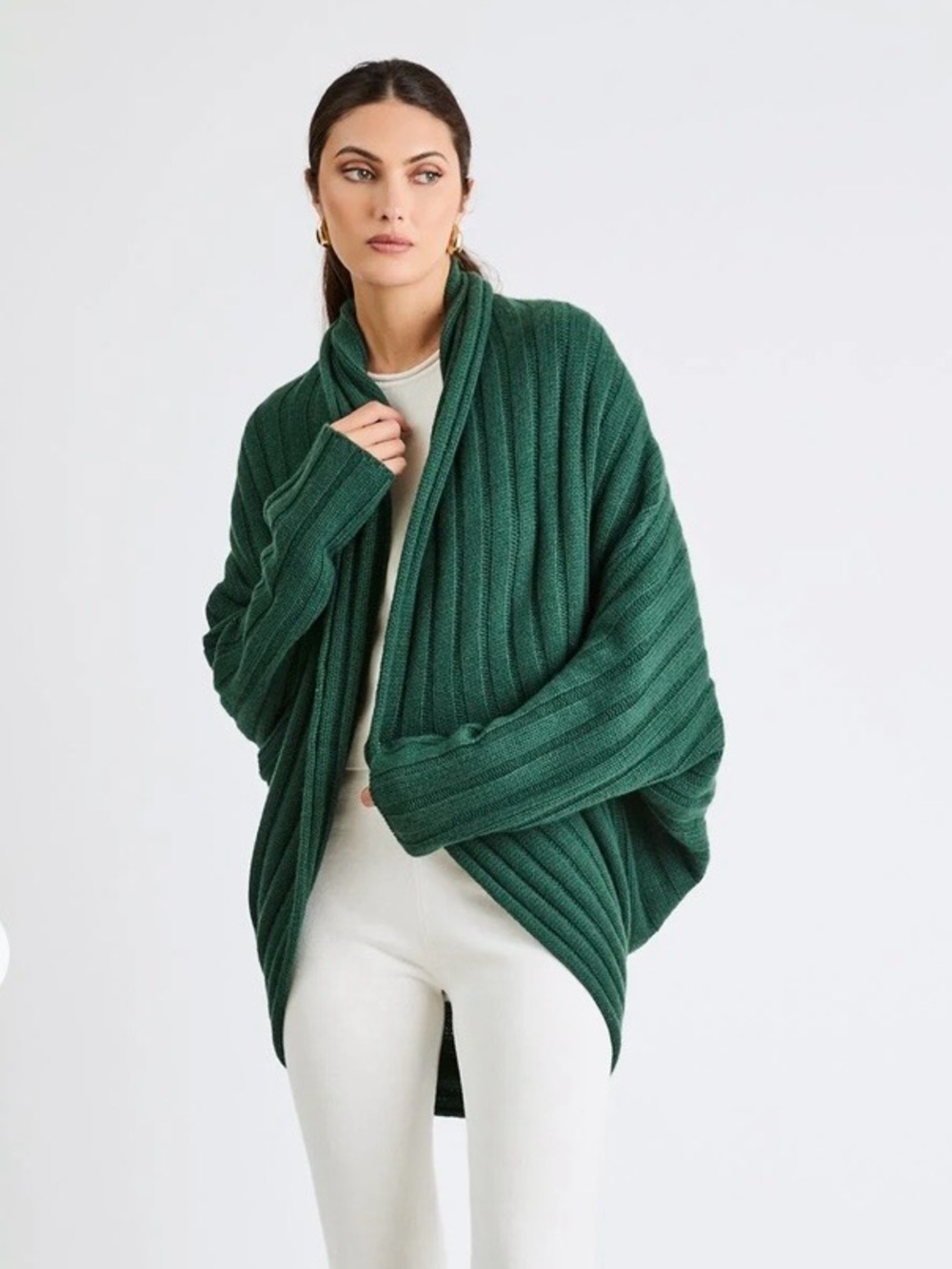 Beryll Los Angeles Cocoon 100% Cashmere Cardigan Sweater Open Shawl